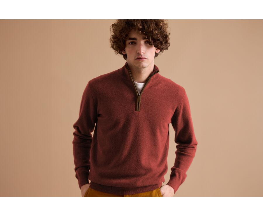 Pull col zippé homme laine Epice Chiné - KEITHY