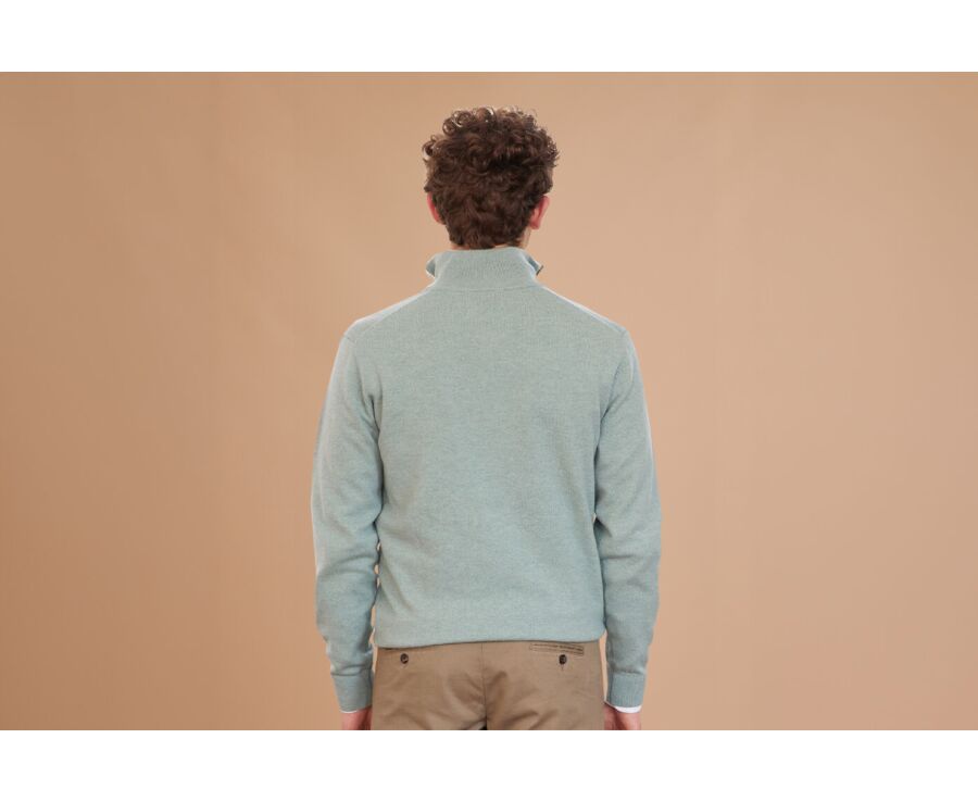 Pull col zippé homme laine Vert Eucalyptus - KEITHY