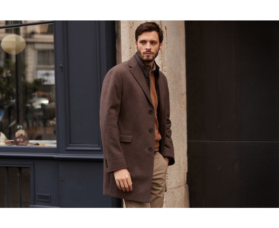 Manteau homme laine & cachemire hiver Chocolat - HONORÉ II