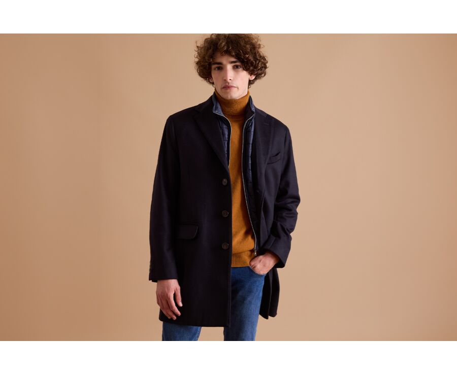 Manteau homme laine & cachemire hiver Bleu Marine - HONORÉ II