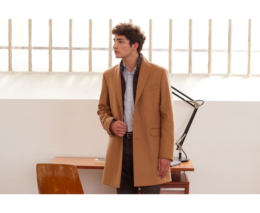 Manteau homme laine & cachemire hiver Camel - HONORÉ II