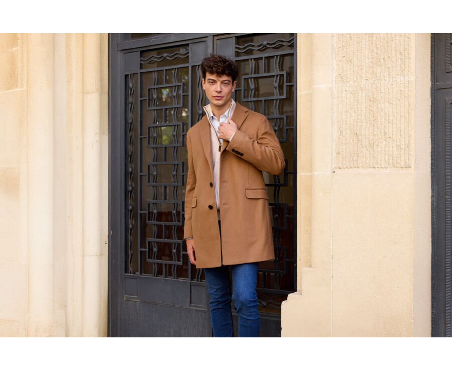 Manteau homme laine & cachemire Camel Foncé - HONORÉ II