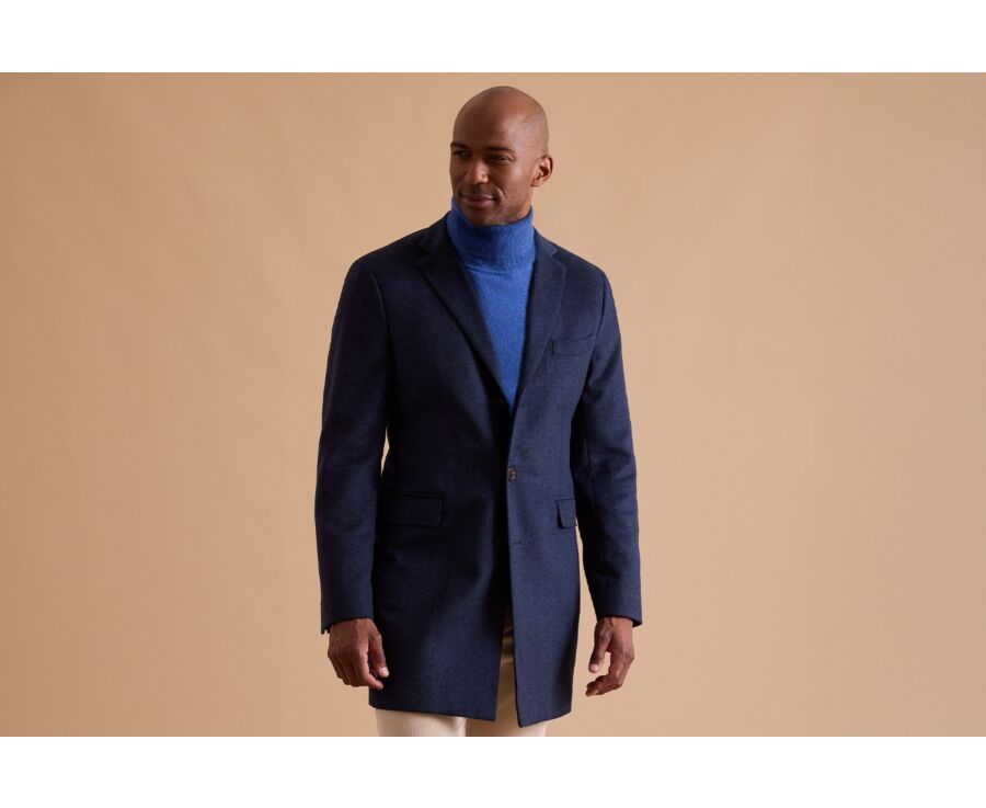 Manteau homme laine & cachemire Chevron Bleu Foncé - HONORÉ II