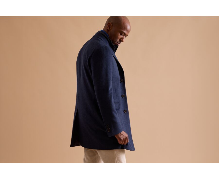 Manteau homme laine cachemire Chevron Bleu Fonce Honore Ii Bexley