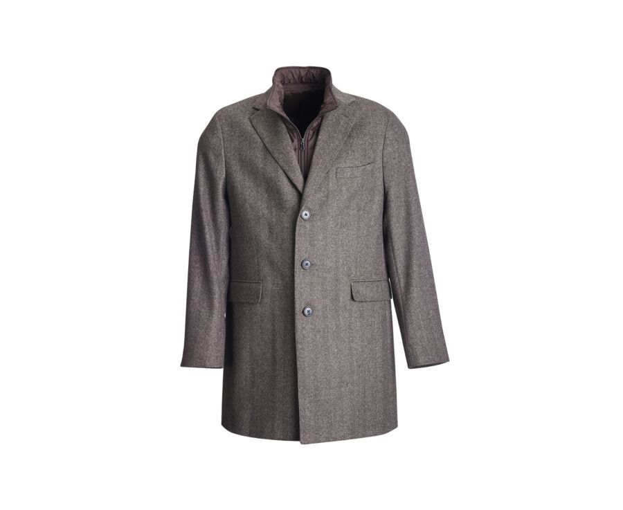 Manteau homme laine & cachemire ChevronTaupe - HONORÉ II