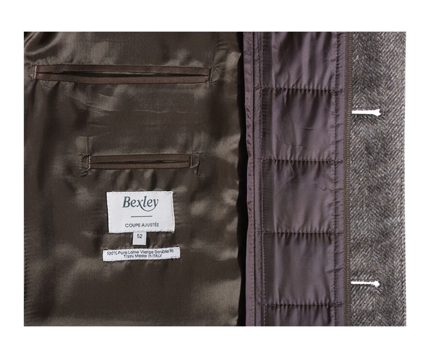 Manteau homme laine & cachemire ChevronTaupe - HONORÉ II