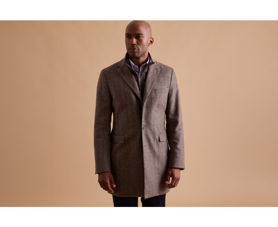 Manteau homme laine & cachemire ChevronTaupe - HONORÉ II
