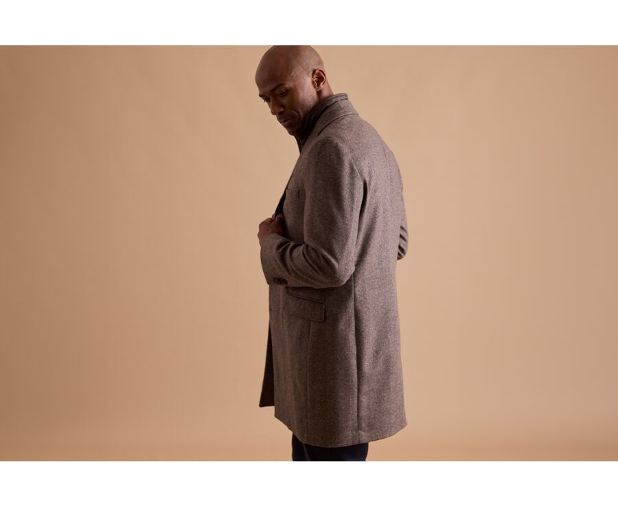 Manteau homme laine & cachemire ChevronTaupe - HONORÉ II