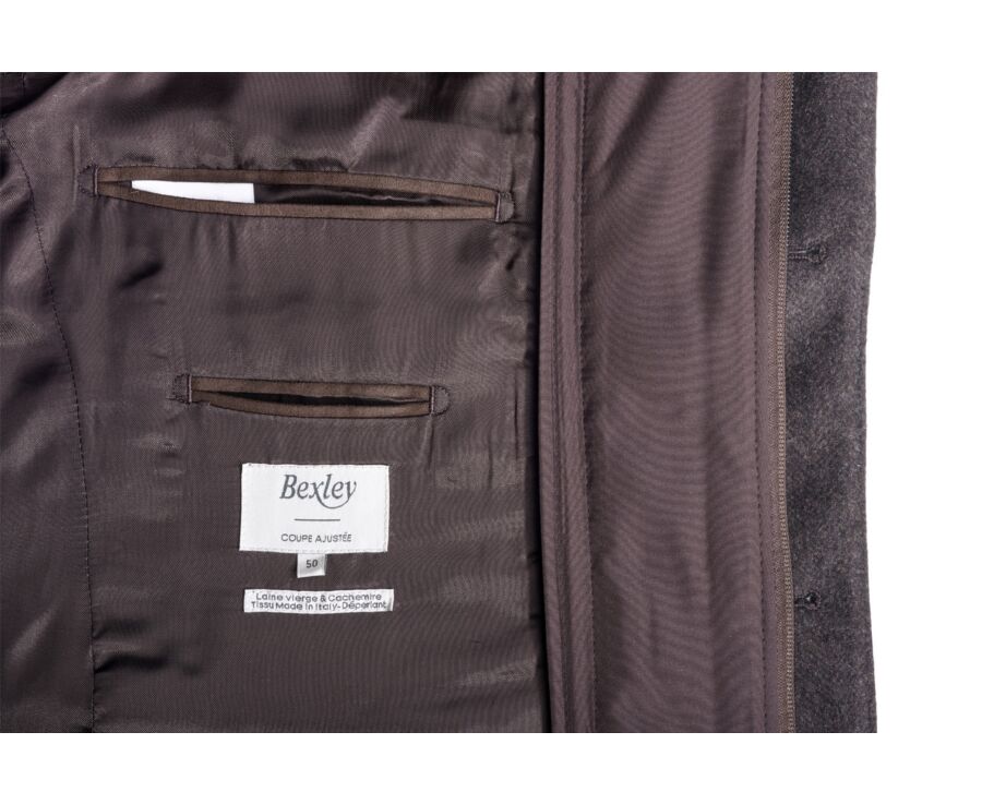 Manteau homme laine & cachemire Chevron Chocolat - HONORÉ II