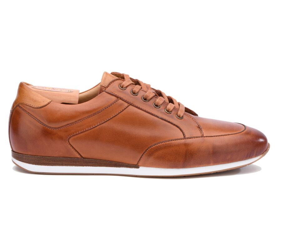 Sneakers homme cuir Châtaigne Patiné - BELBARA