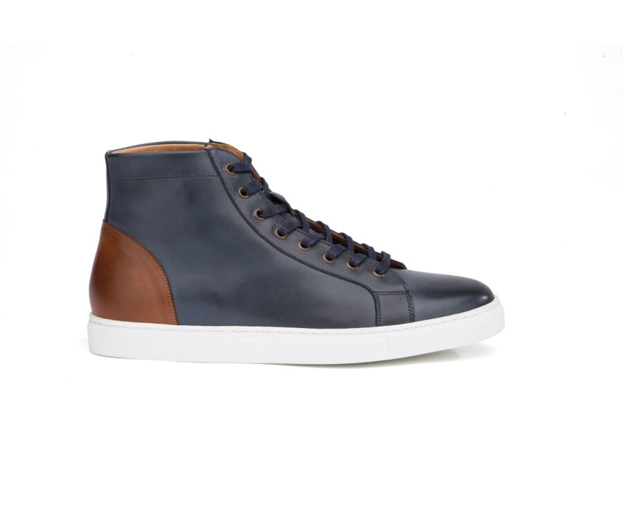 Sneakers montantes homme cuir Navy Patiné - HAWTHORNE