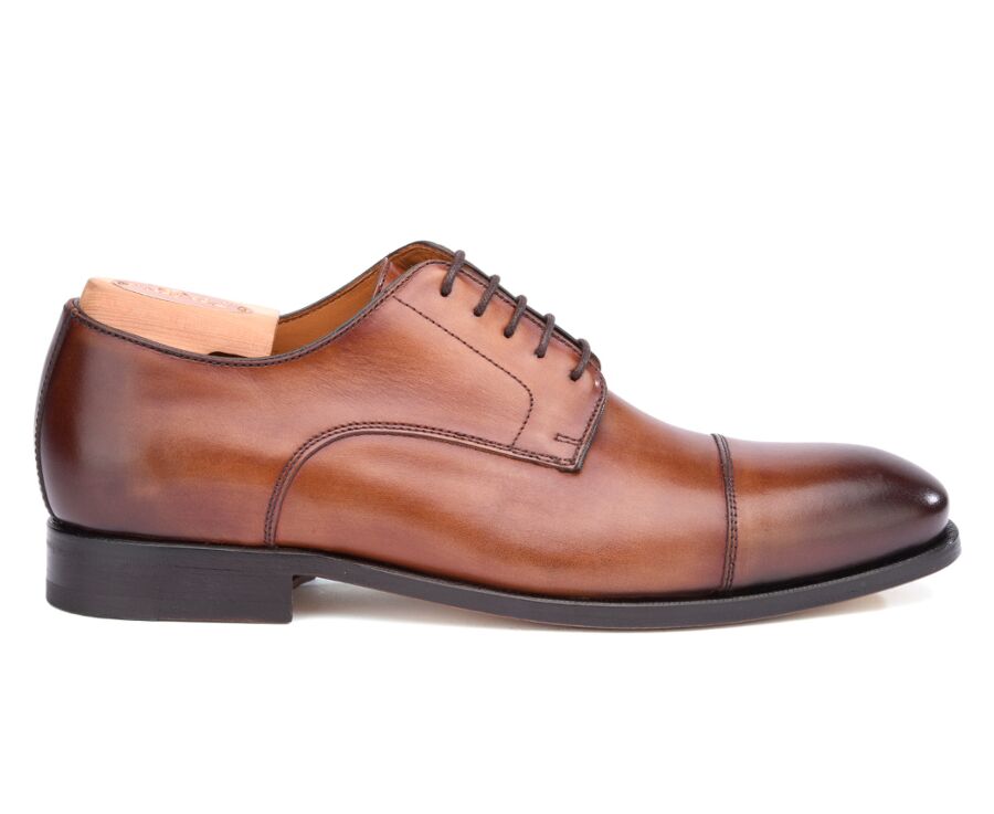 Derbies homme Cognac Patiné semelle cuir - GILWELL
