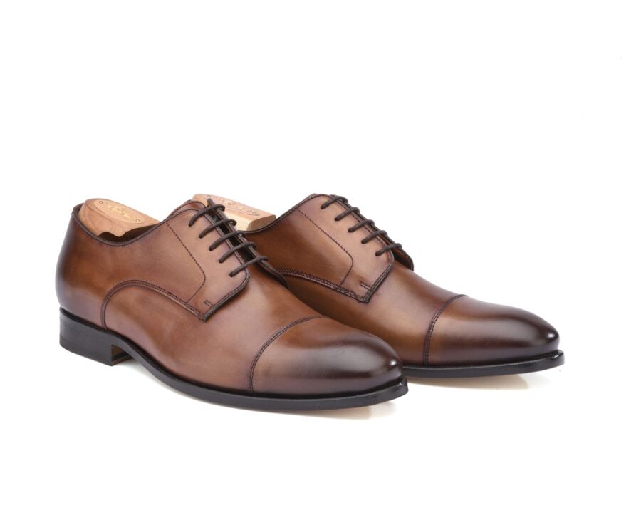 Derbies homme Cognac Patiné semelle cuir - GILWELL