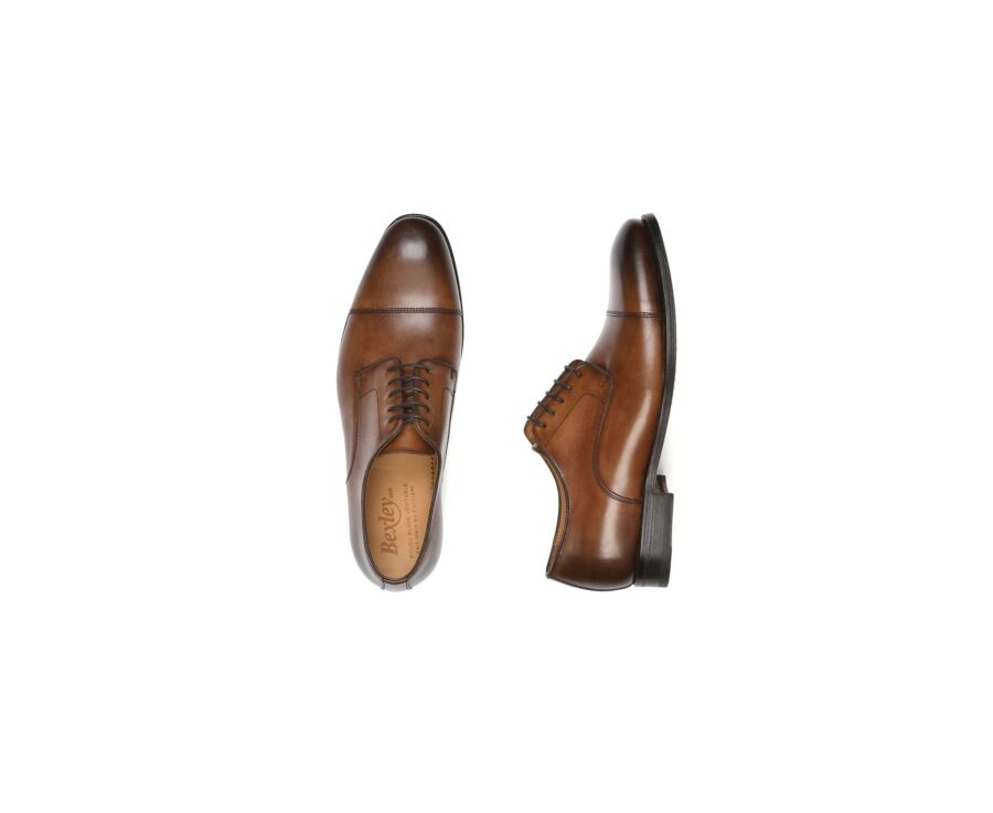 Derbies homme Cognac Patiné semelle cuir - GILWELL
