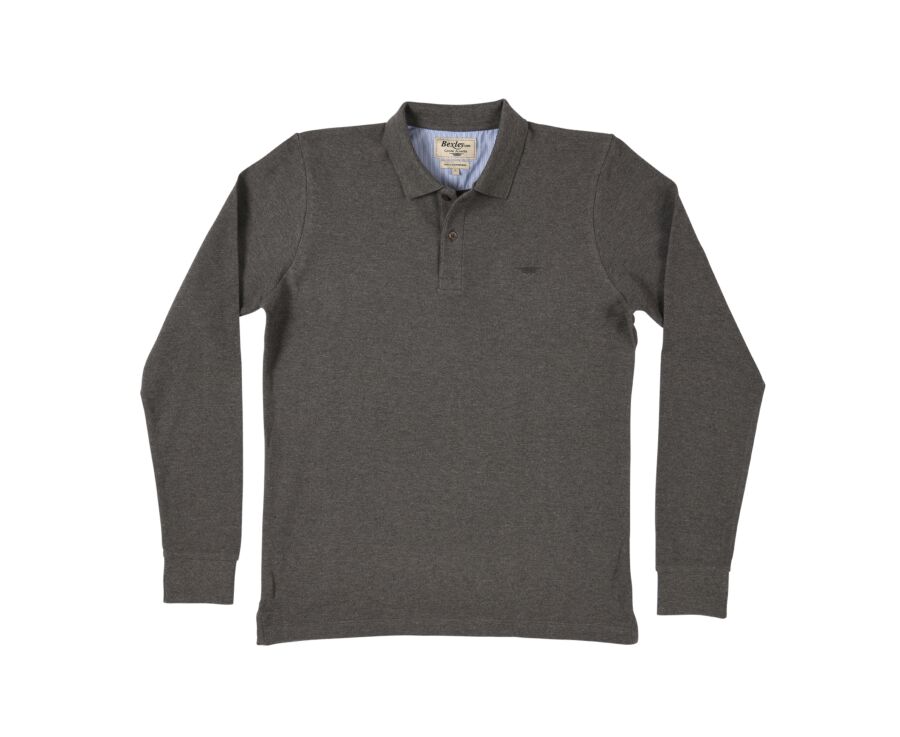 Polo manches longues homme Gris Anthracite Chiné - ANDY II ML