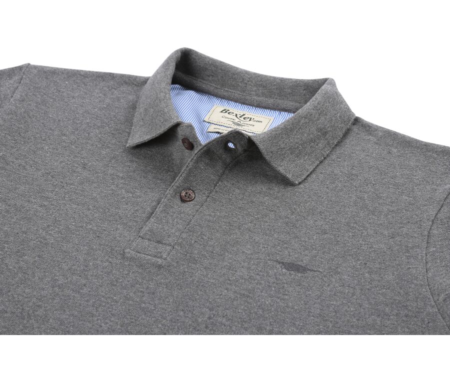 Polo manches longues homme Gris Anthracite Chiné - ANDY II ML