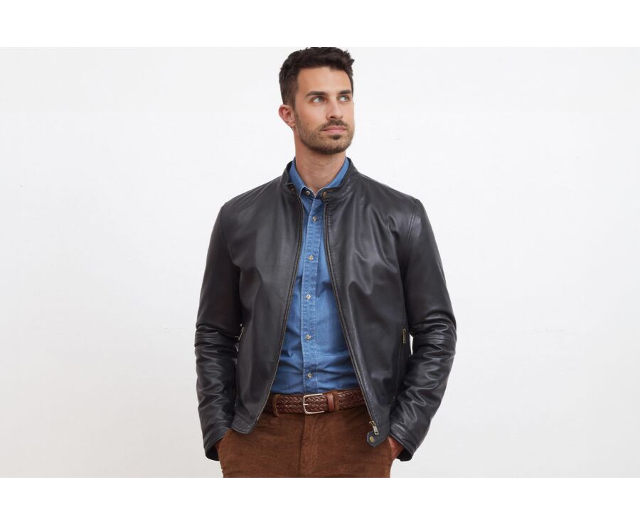 Blouson cuir homme Noir - CARTER