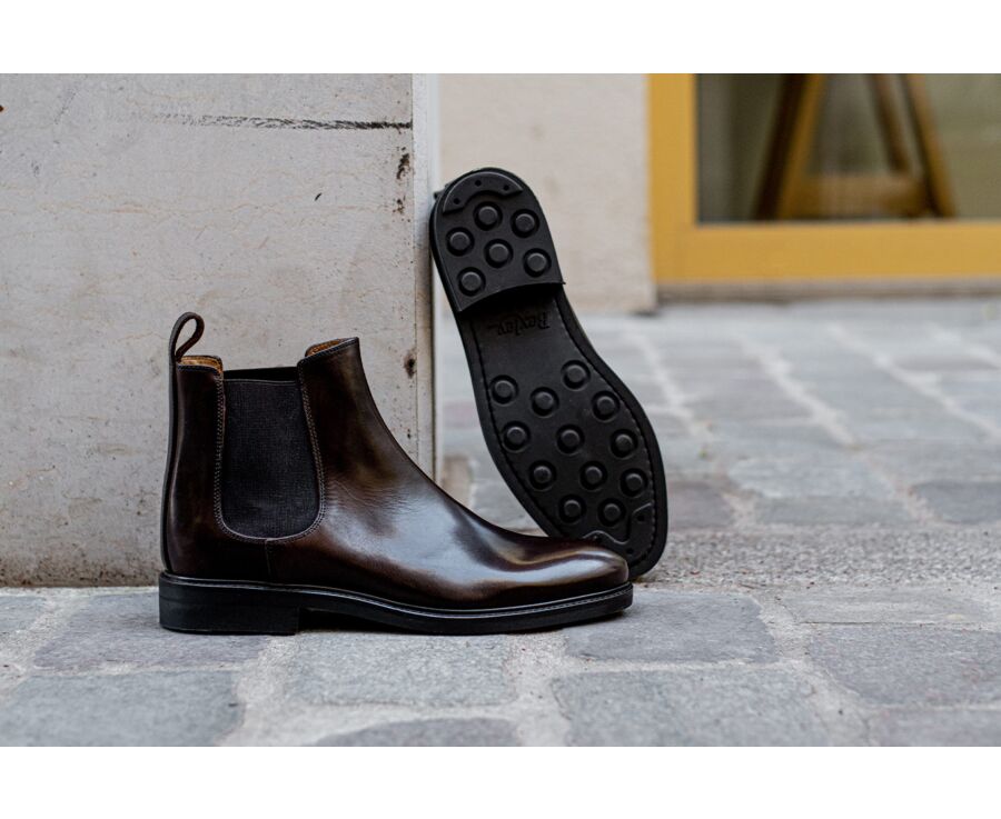 Chelsea boots cuir homme Chocolat - FANGLER GOMME CITY