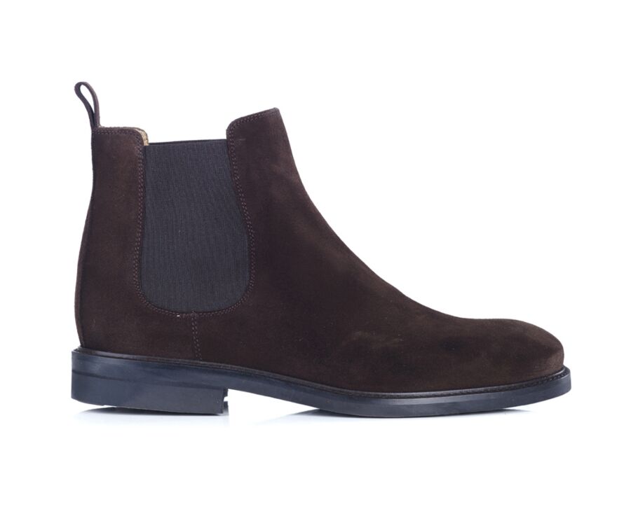 Chelsea boots cuir homme Velours brun - FANGLER GOMME CITY