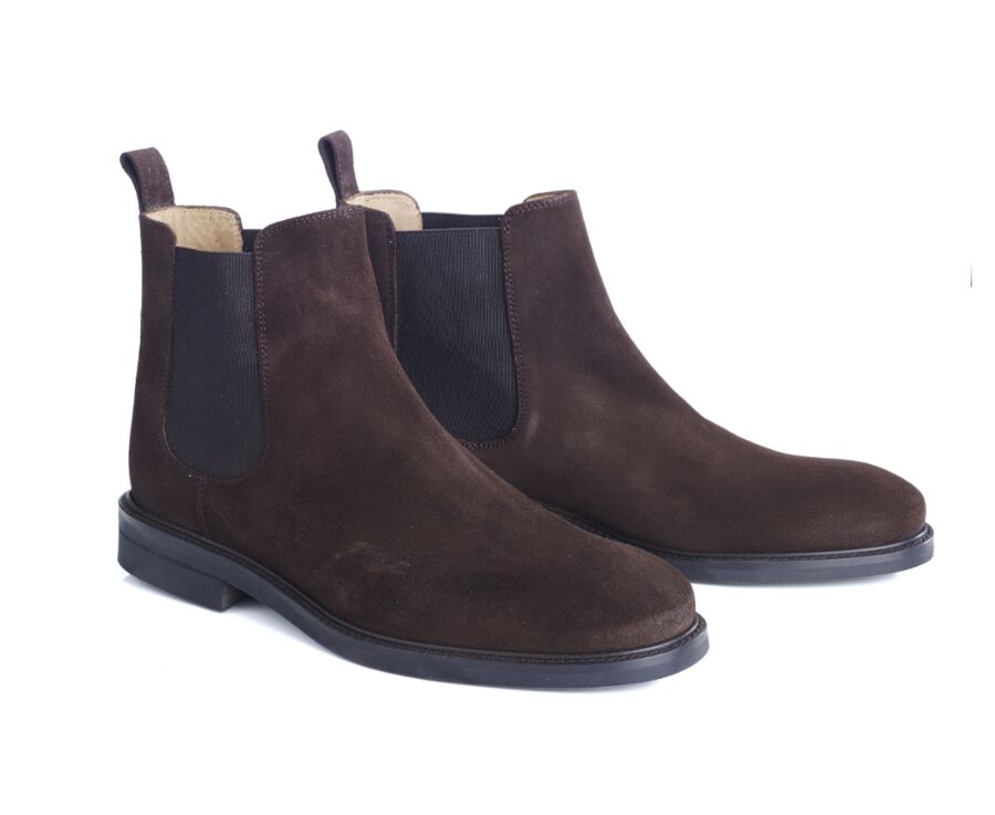 Chelsea boots cuir homme Velours brun - FANGLER GOMME CITY