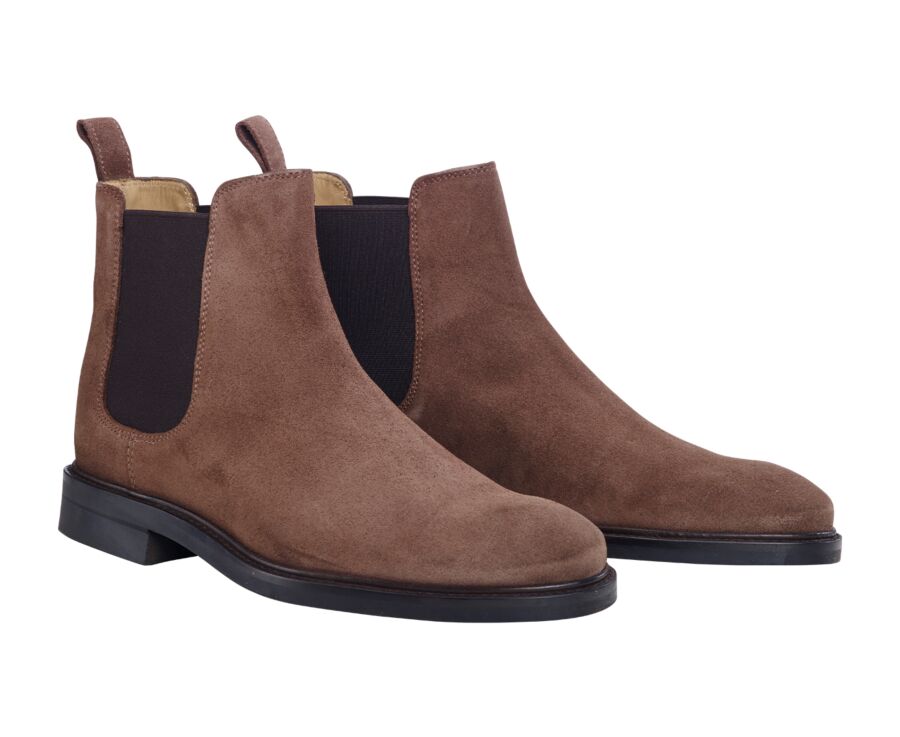 Chelsea boots cuir homme Velours brun - FANGLER GOMME CITY II