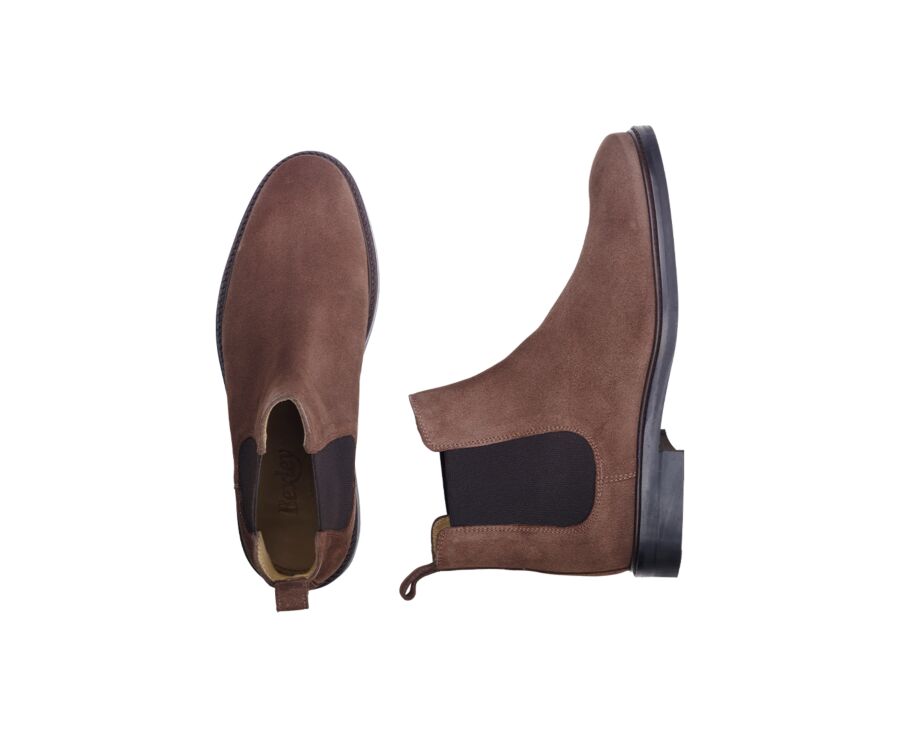 Chelsea boots cuir homme Velours brun - FANGLER GOMME CITY II