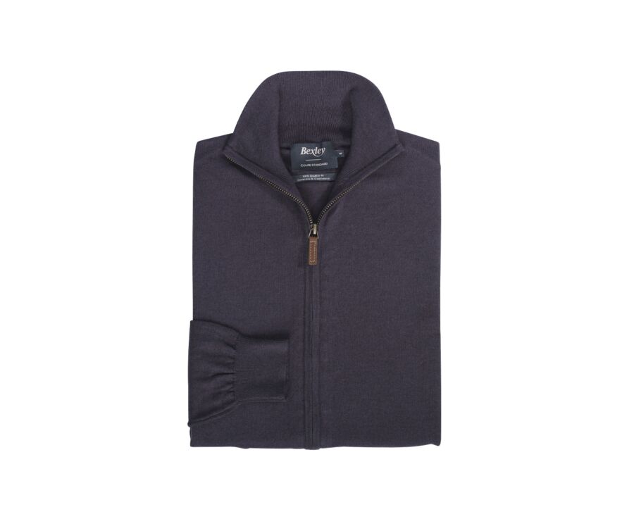 Gilet zippé homme coton bio/cachemire Gris Réglisse - VLADIS
