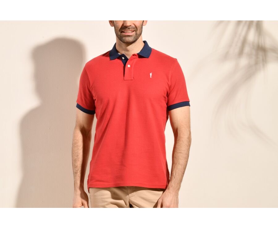 Polo Rouge Basque et Bleu Nordique homme - ARDLEY