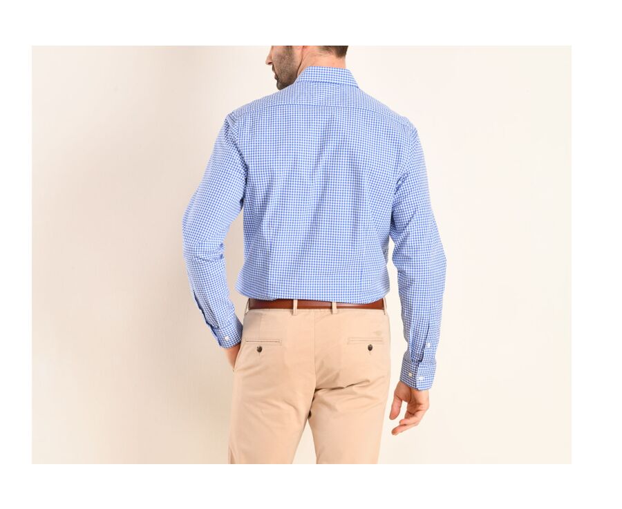 Chemise coton blanc à carreaux bleus clairs et blancs - RUGGERO