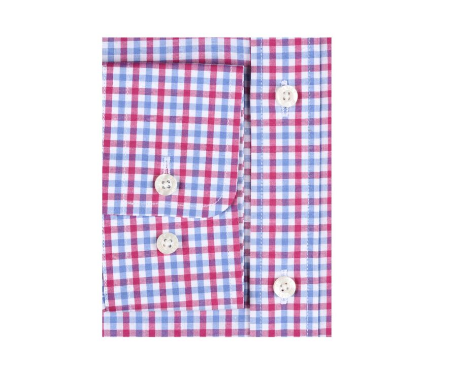 Chemise coton blanc à carreaux roses, bleus et blancs - RUGGERO