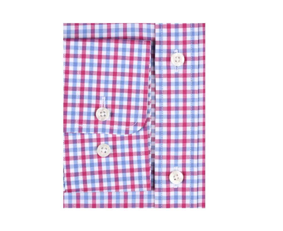 Chemise coton blanc à carreaux roses, bleus et blancs - RUGGERO