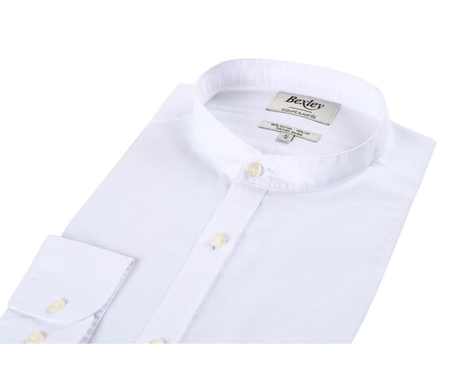 Chemise coton lin blanche unie - ELIBERT