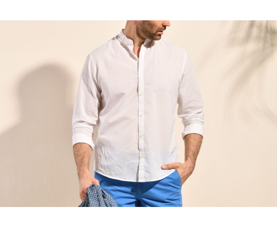 Chemise coton lin blanche unie - ELIBERT