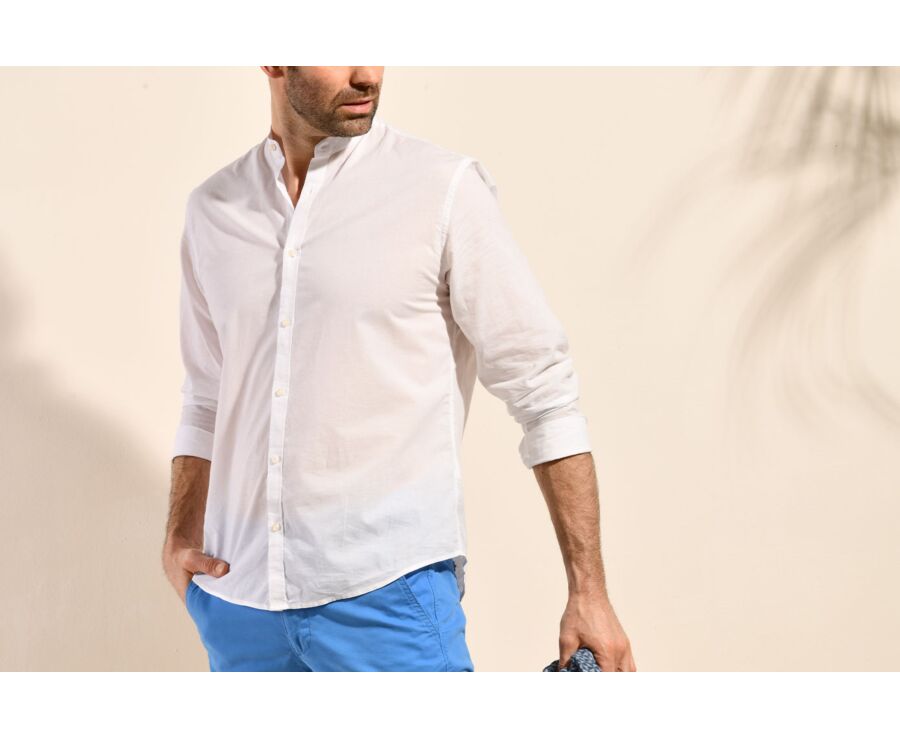 Chemise coton lin blanche unie - ELIBERT