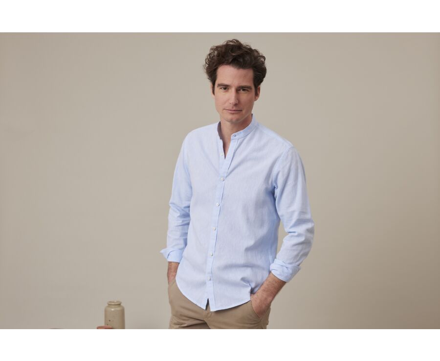 Chemise coton lin Chambray bleu Clair - ELIBERT