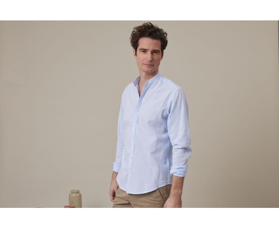 Chemise coton lin Chambray bleu Clair - ELIBERT