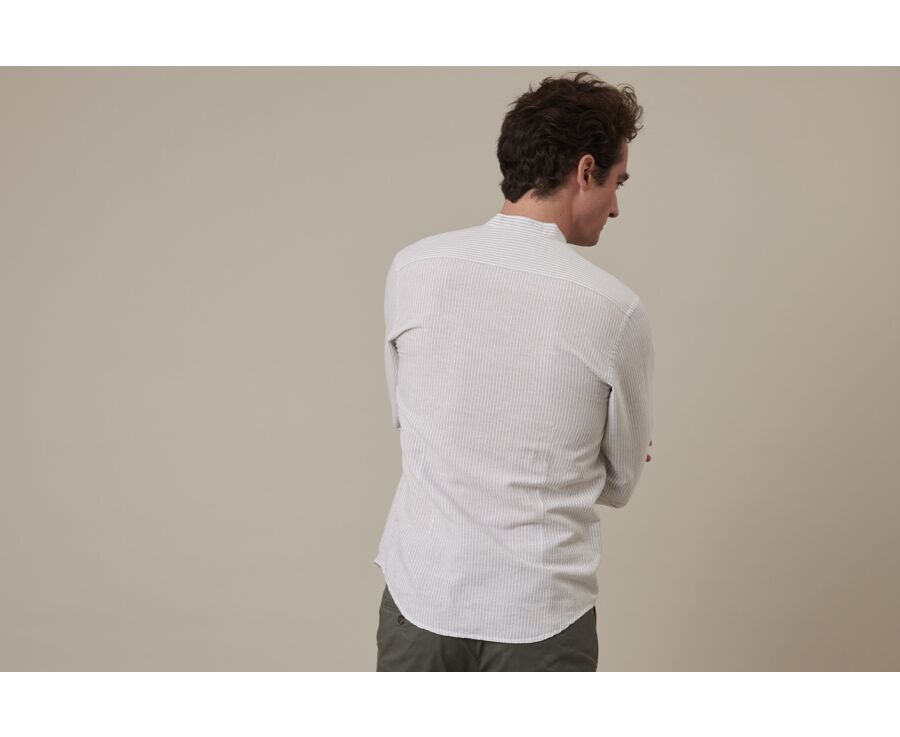 Chemise coton lin Vert Tilleul et Blanc - ELIBERT