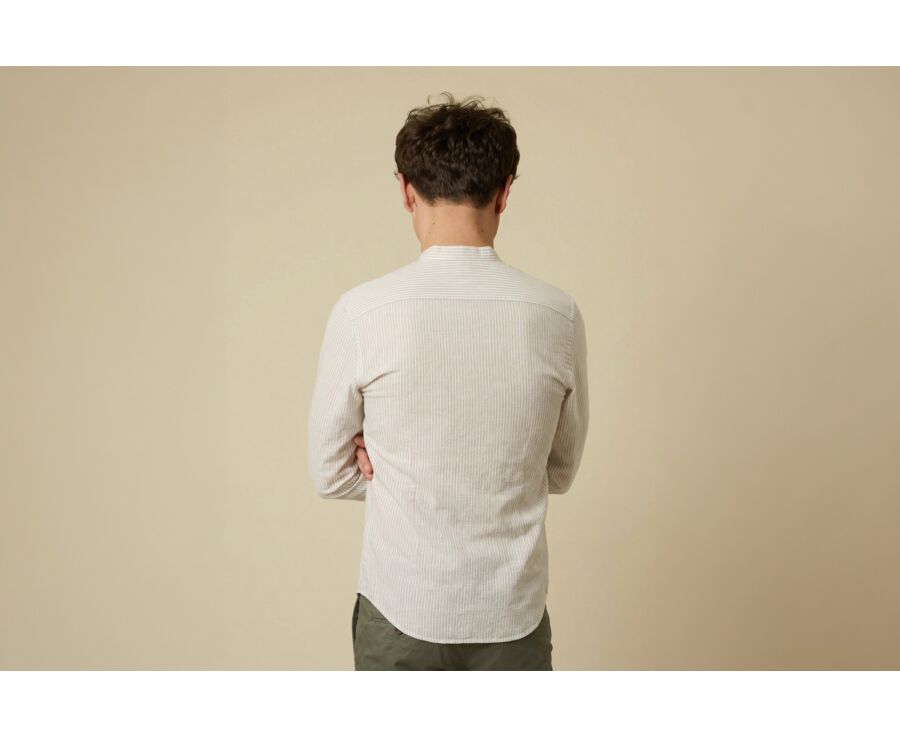 Chemise coton lin Vert Tilleul et Blanc - ELIBERT