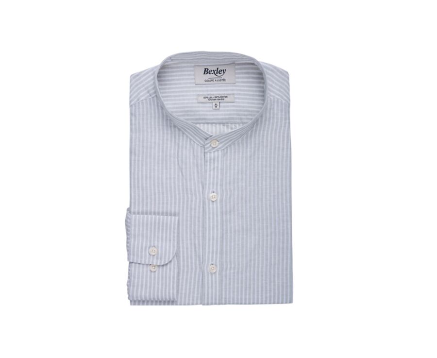 Chemise coton lin Vert Tilleul et Blanc - ELIBERT