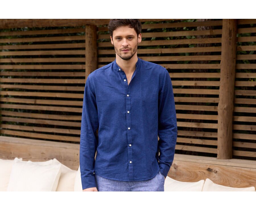 Chemise coton lin Chambray Indigo - ELIBERT