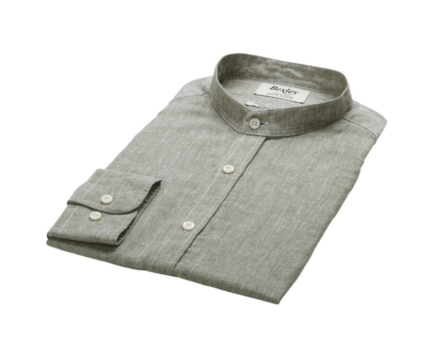 Chemise coton lin Chambray Vert Kaki - ELIBERT