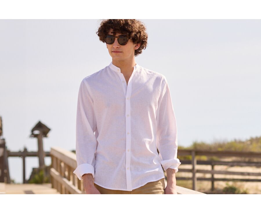 Chemise coton lin Chambray Blanc - ELIBERT
