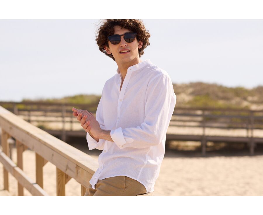 Chemise coton lin Chambray Blanc - ELIBERT