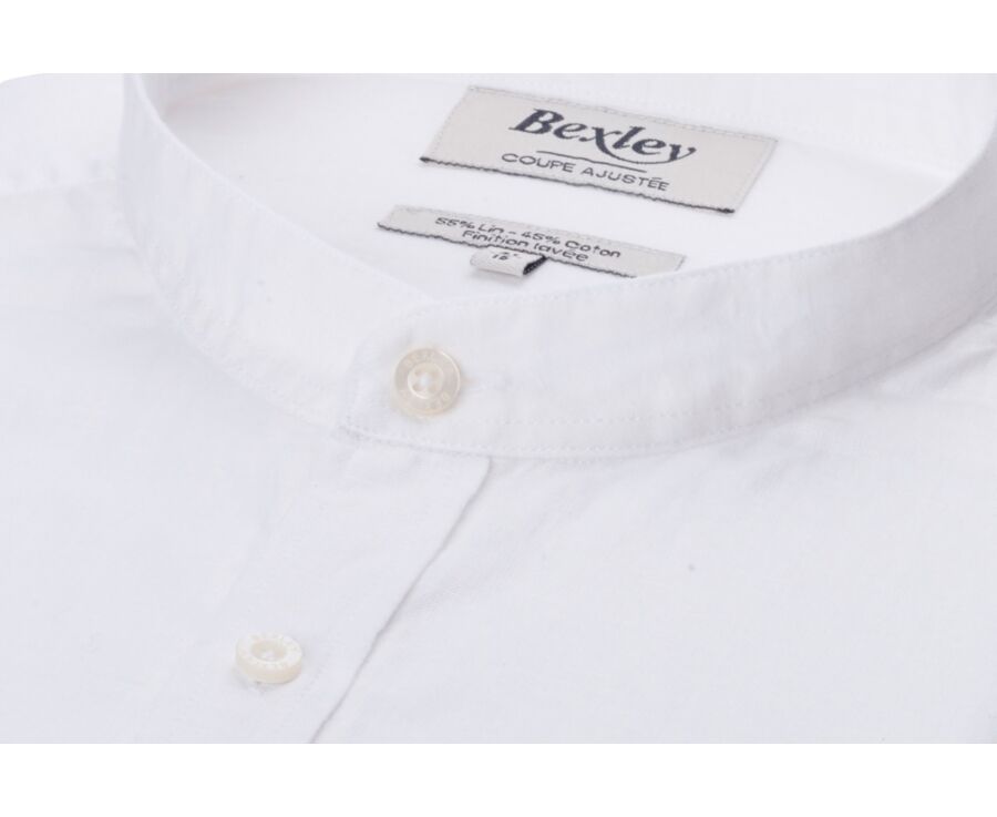 Chemise coton lin Chambray Blanc - ELIBERT