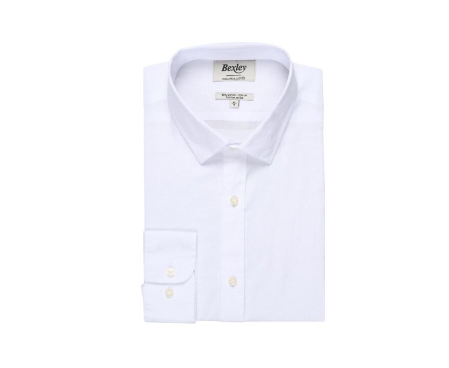 Chemise coton lin blanche unie - SILBERT