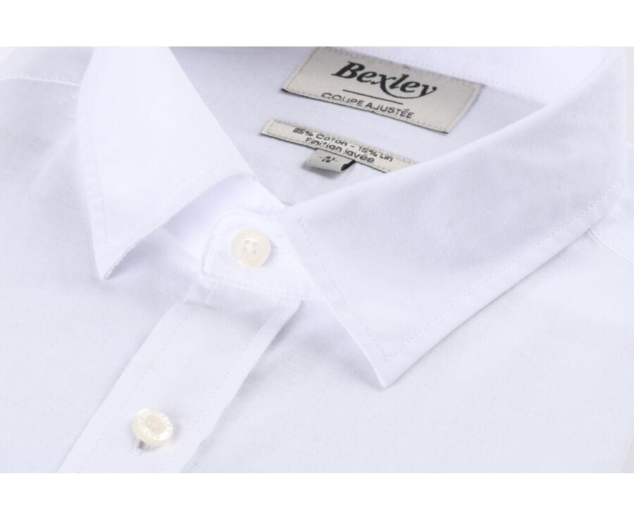 Chemise coton lin blanche unie - SILBERT