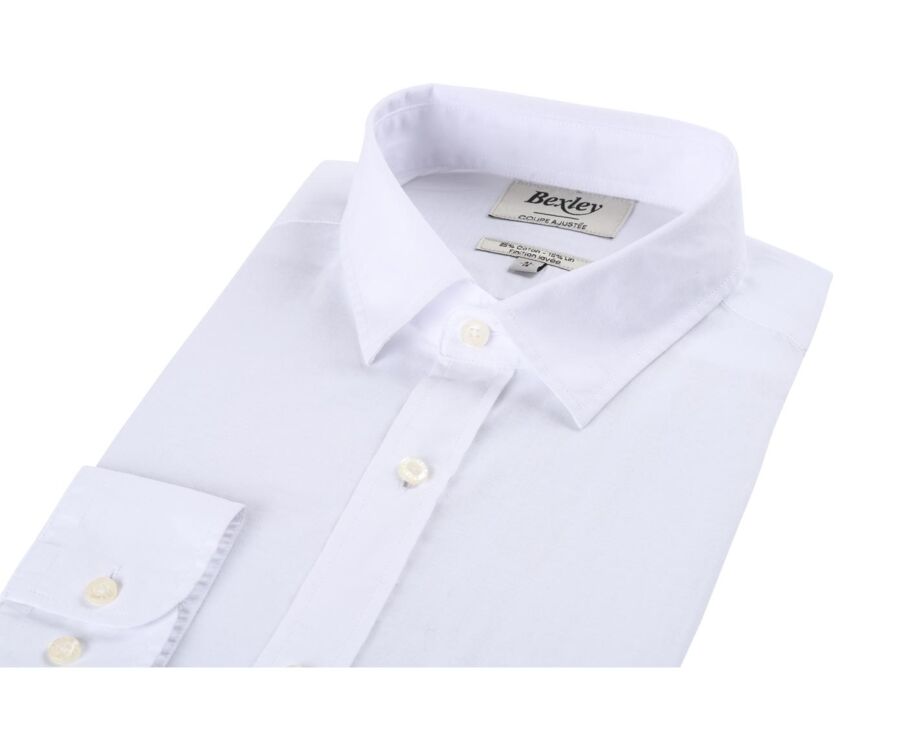 Chemise coton lin blanche unie - SILBERT