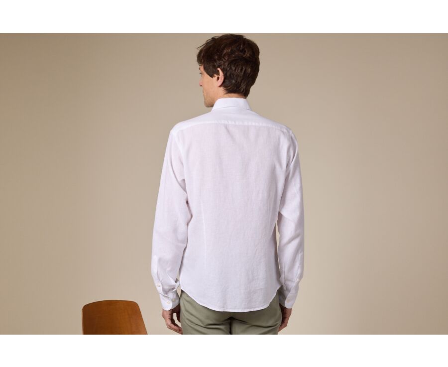 Chemise coton lin blanche unie - SILBERT