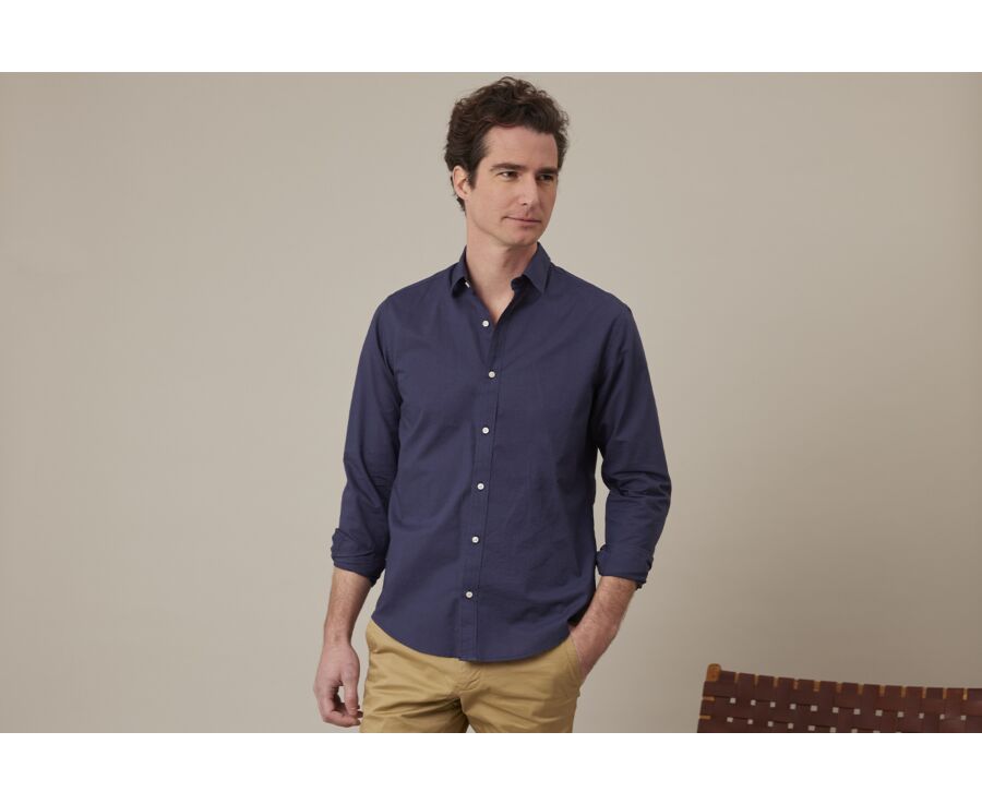 Chemise coton lin Marine - SILBERT