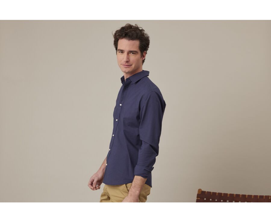 Chemise coton lin Marine - SILBERT